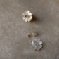 925 Sterling Silver Mother of Pearl Flower Carved Lab Grown Ruby Tiny Studs- 2 in 1