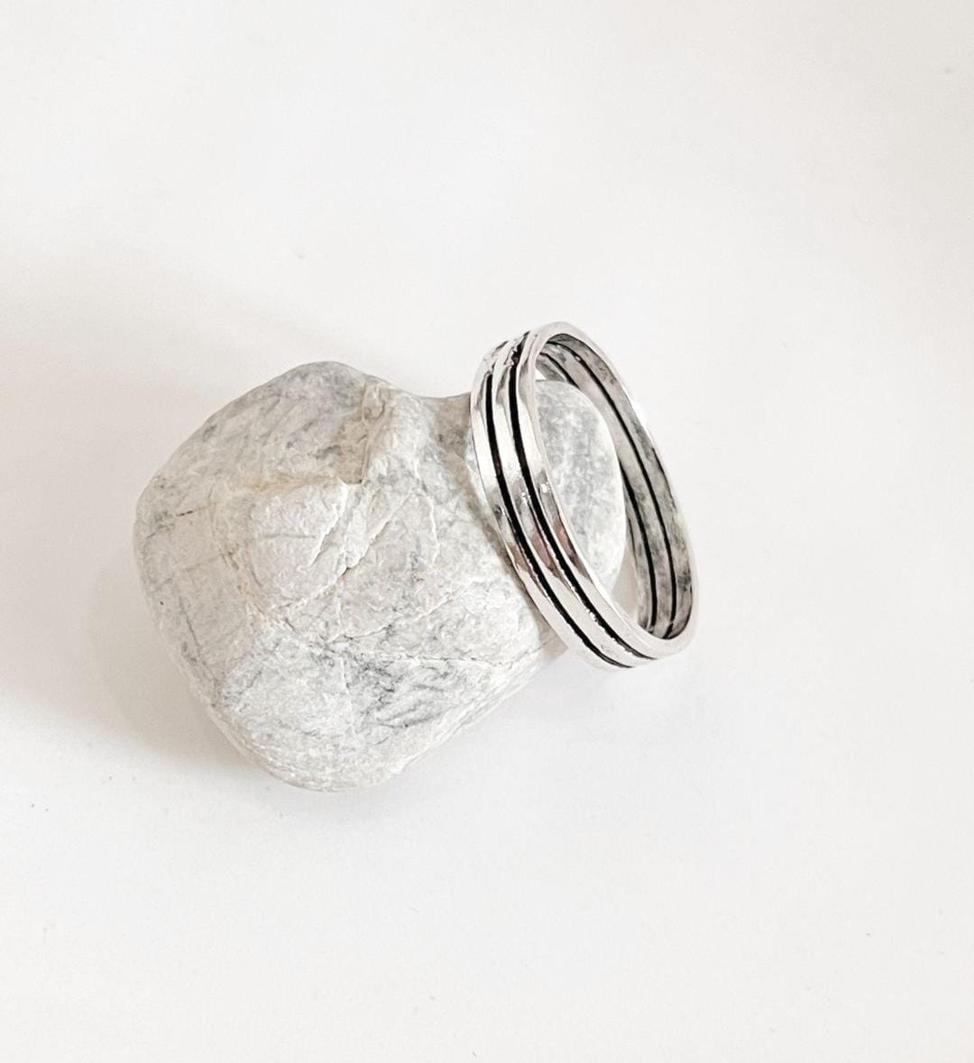 Three stack band sterling silver ring