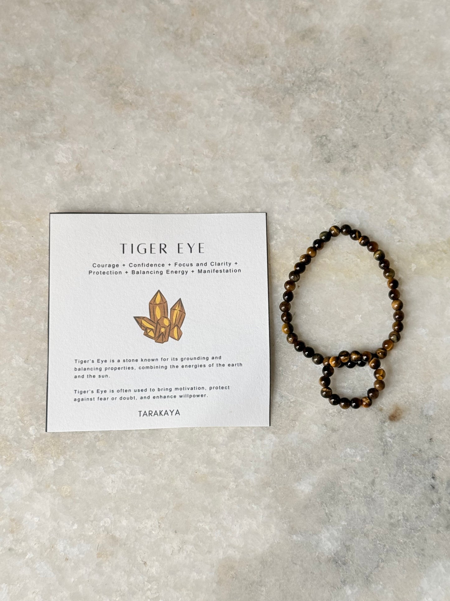 Natural Crystal Tiger Eye 4MM Stretchy Ring & Bracelet