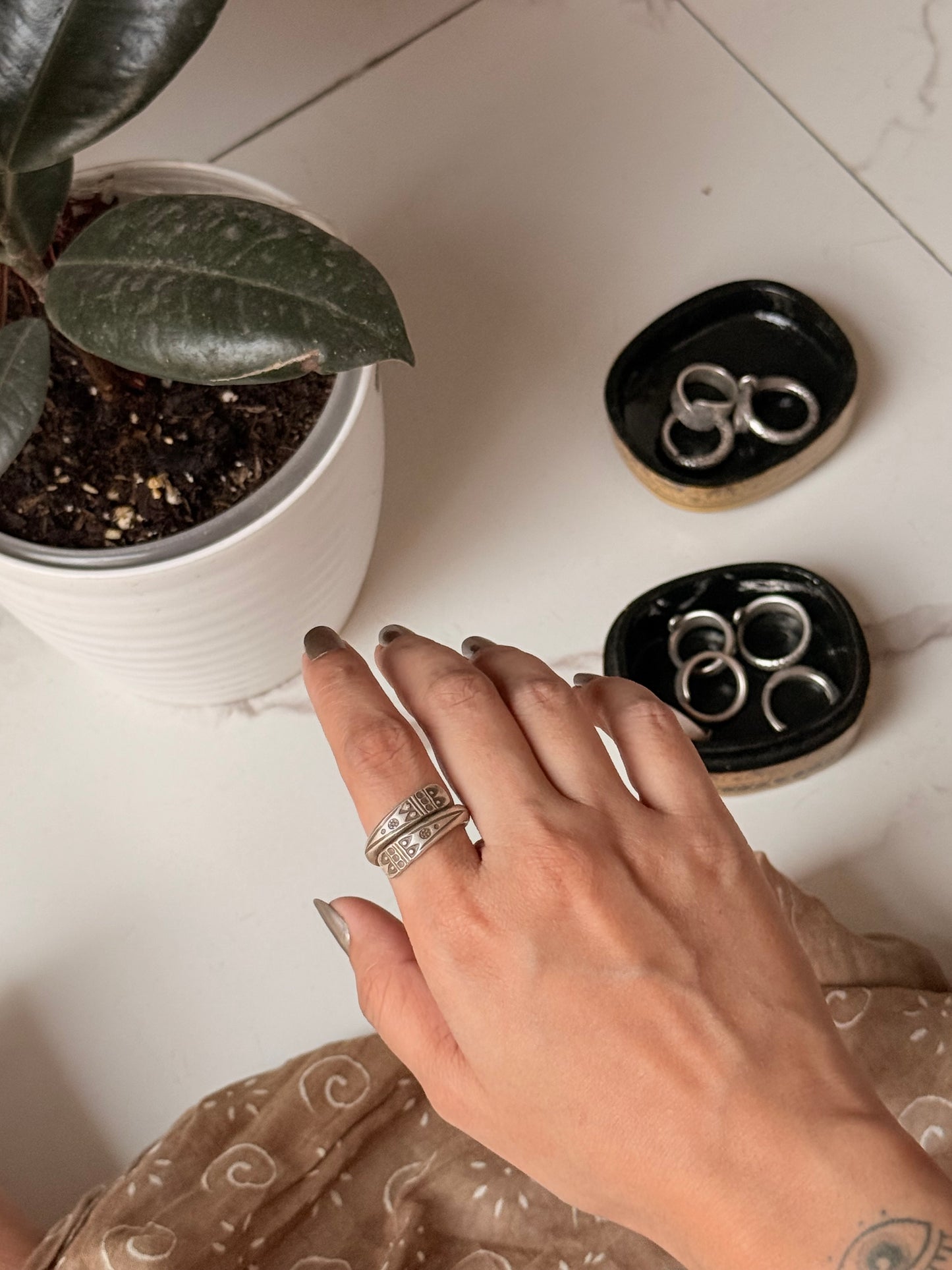 925 Sterling Silver Bohemian Hill Tribe Handcrafted Spirit Trail Adjustable Ring