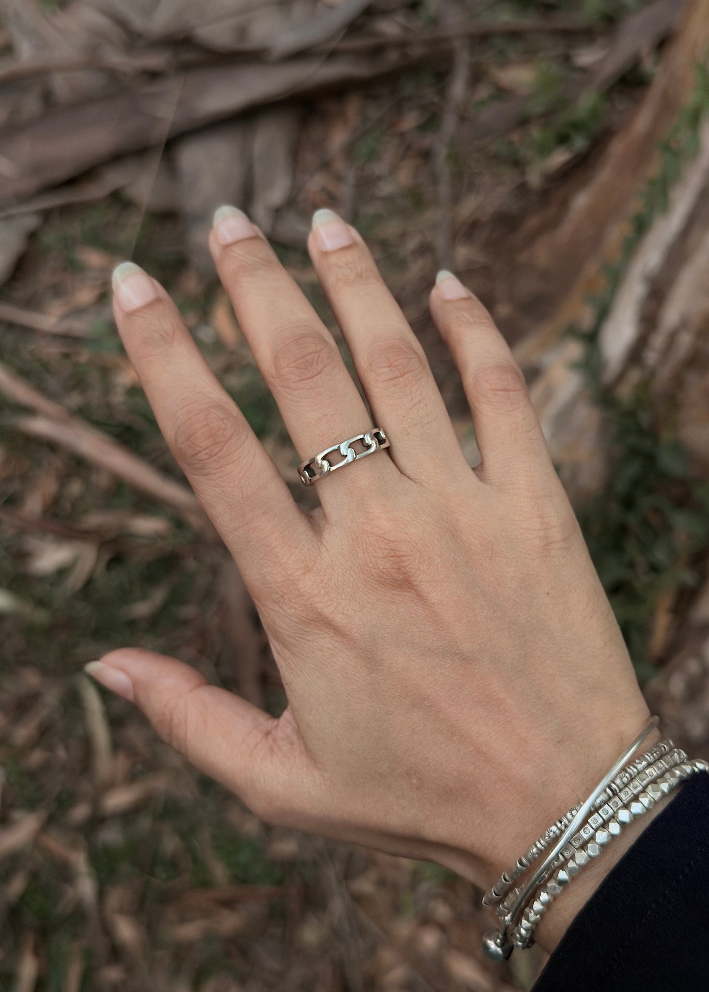 925 Sterling Silver Half Cuban Link Unisex Band Ring