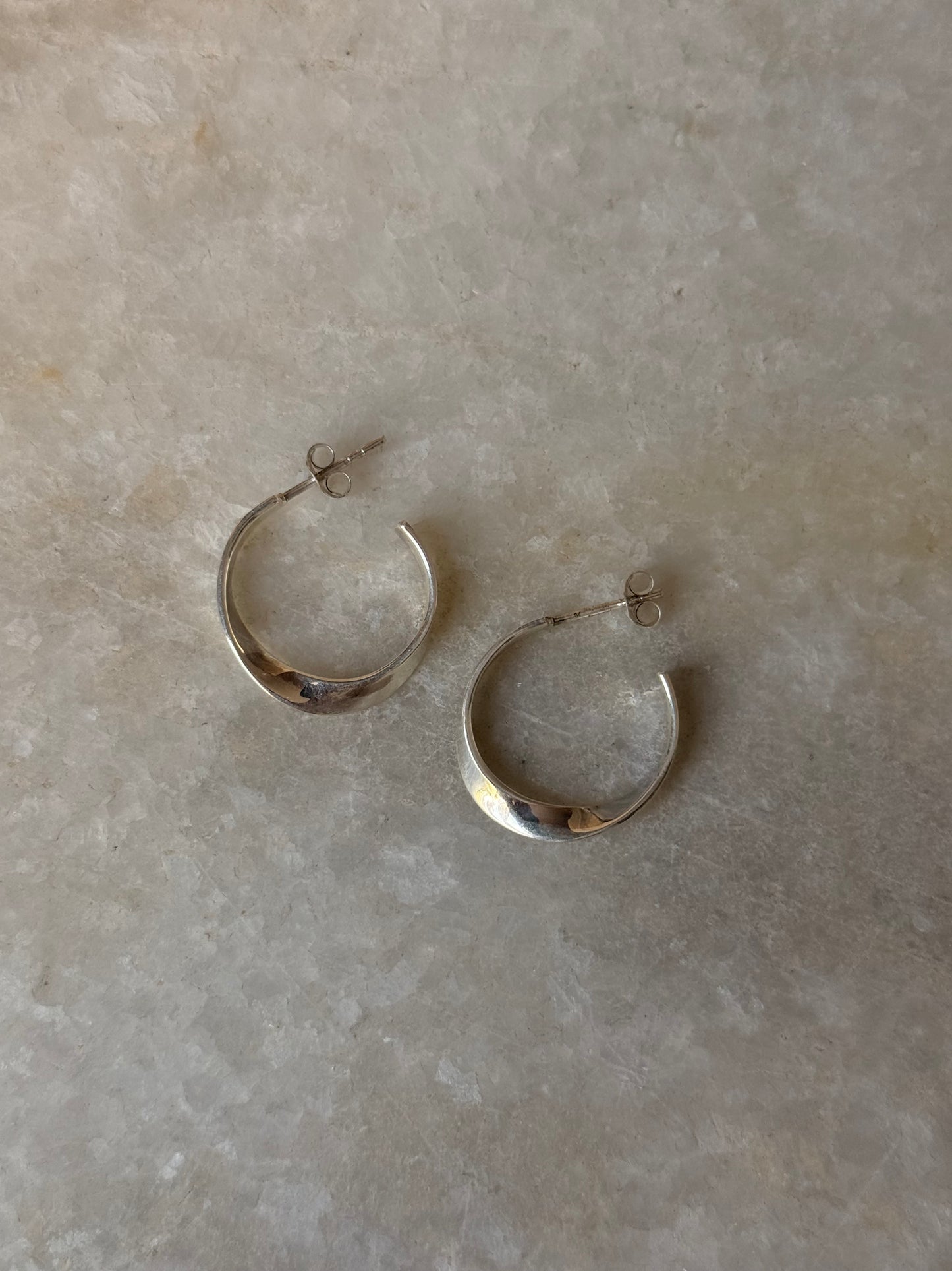 925 Sterling Silver Italian Twist Half Hoops