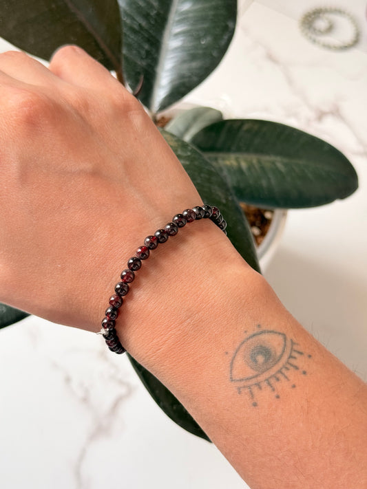 Natural Crystal Garnet Bracelet 4mm