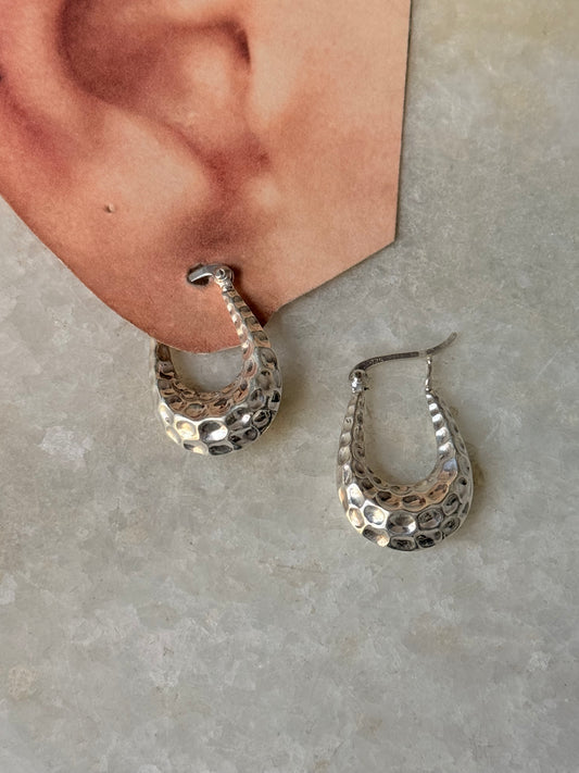 925 Sterling Silver Chunky Italian U Statement 2 in 1 Hoops