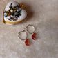 925 Sterling Silver Shiny Sunstone Crystal Moon Carved Charm Italian Hoops