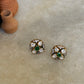 925 Sterling Silver Gold Plated Moissanite Polki Green Onyx Studs Earrings