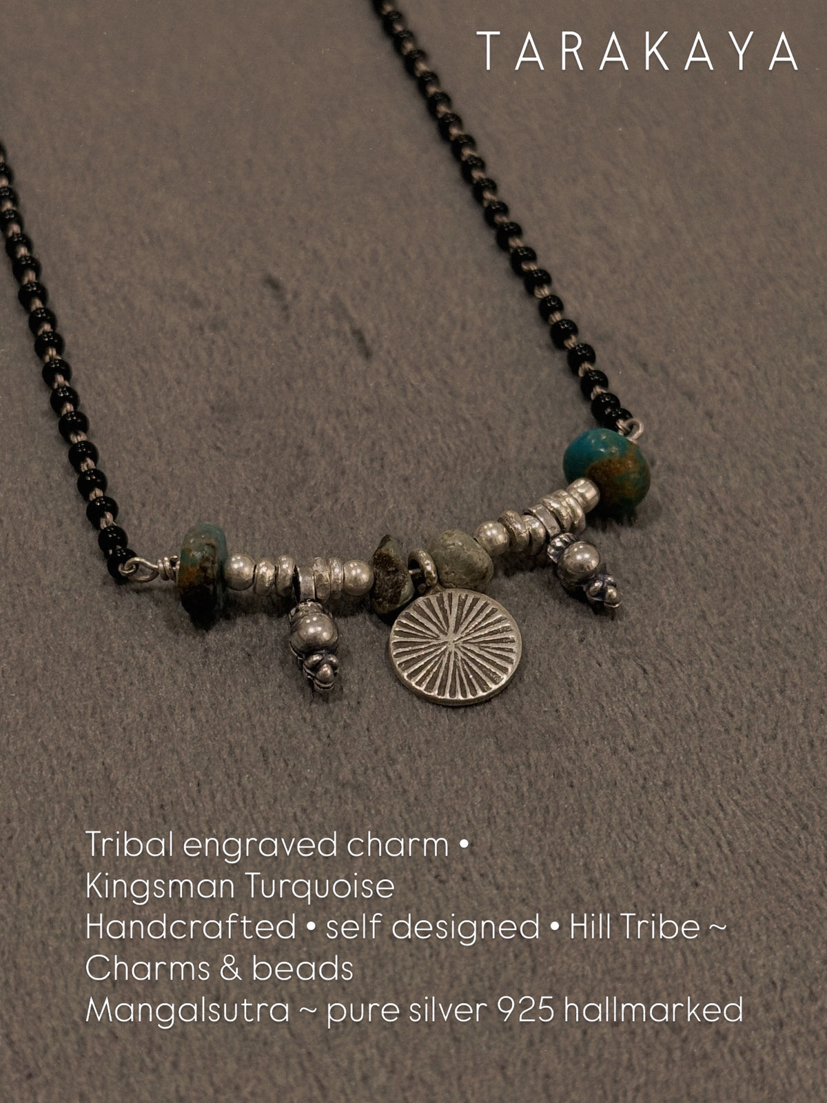 925 Sterling Silver Coin Kingsman Turquoise Boho Style Mangalsutra
