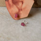 925 Sterling Silver Dyed Ruby Raw Uncut Prong Setting Studs Earrings