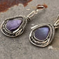 925 Sterling Silver Purple Geode Shiney Wire Wrap Gothic Hook Earrings