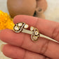 925 Sterling Silver Gold Plated Moissanite Polki Paisley Studs Earrings