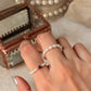 Natural Crystal Stretchy Fresh Water Pearl & Garnet Silver Ball Rings