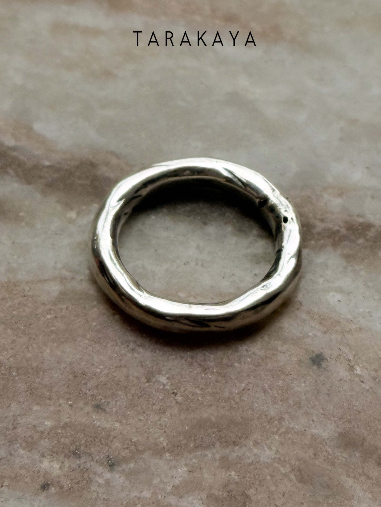 925 Sterling Silver Thick Molten Textured Stack Band Unisex Ring