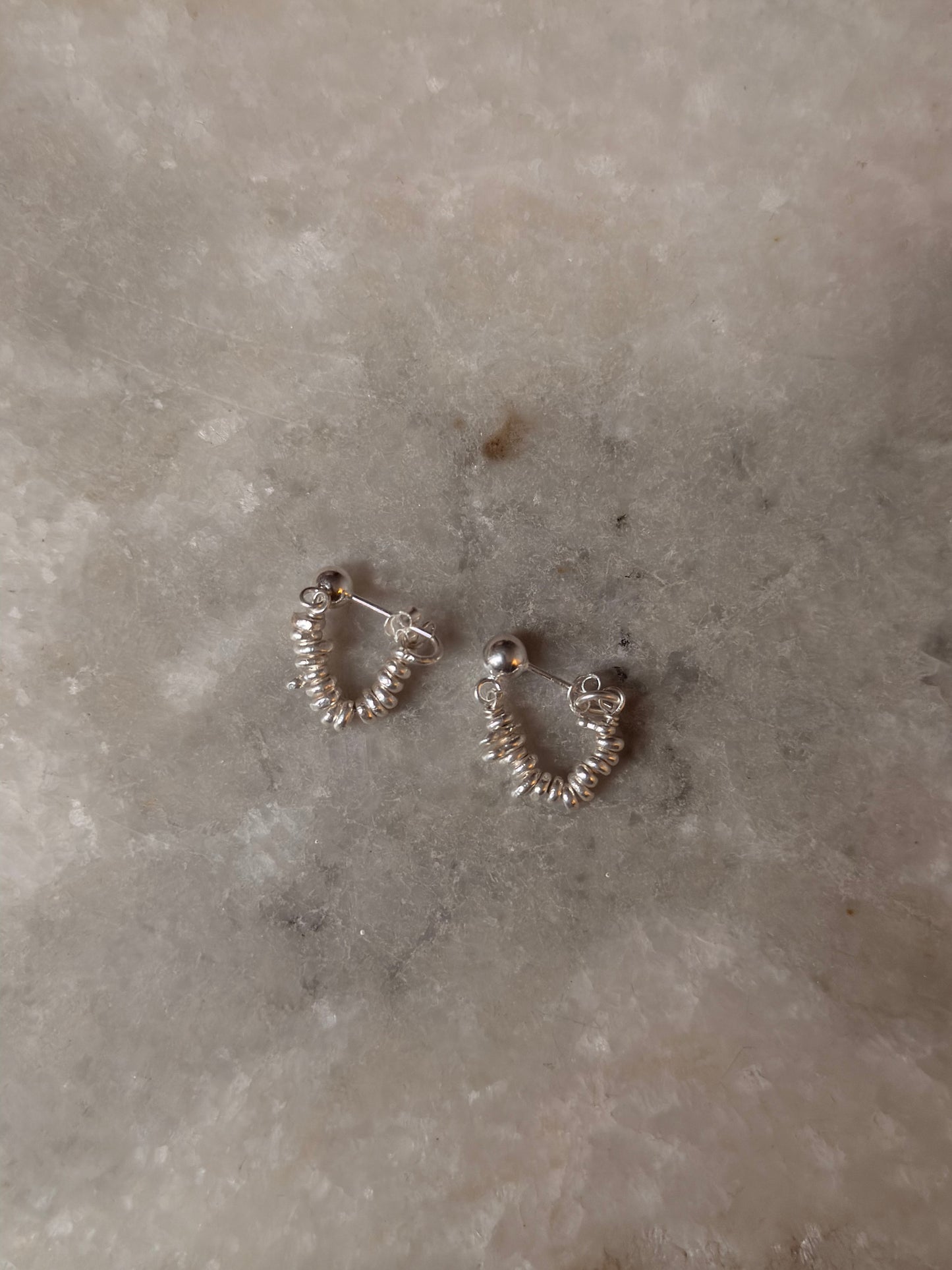 925 Sterling Silver Hill Tribe Molten Silver Beads Handcrafted Chunky Connector Studs