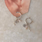925 Sterling Silver Rose Quartz, Rose Beads & Pearl Italian Hoops