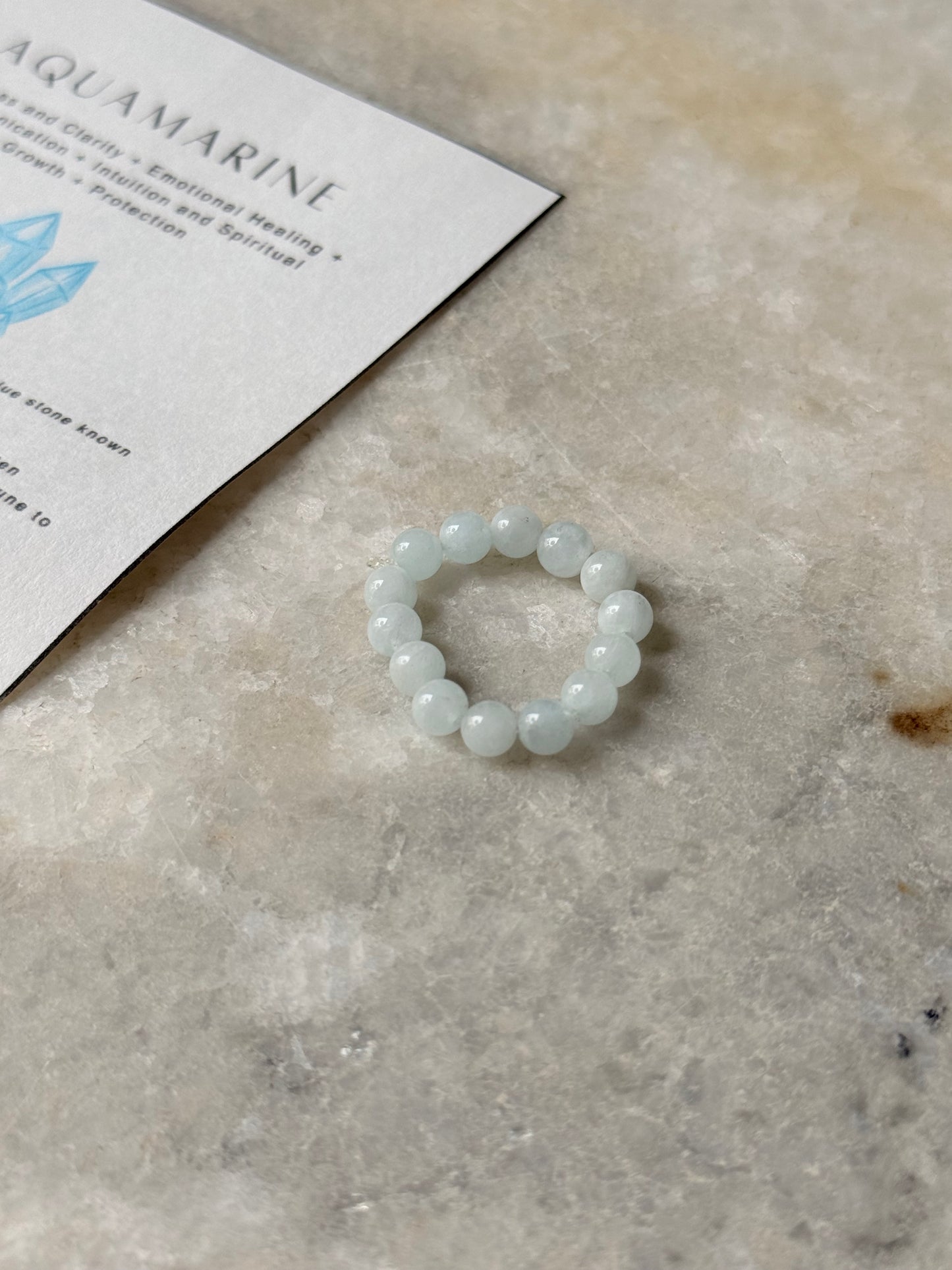 Natural Crystal Aquamarine 4mm Stretchy Rings