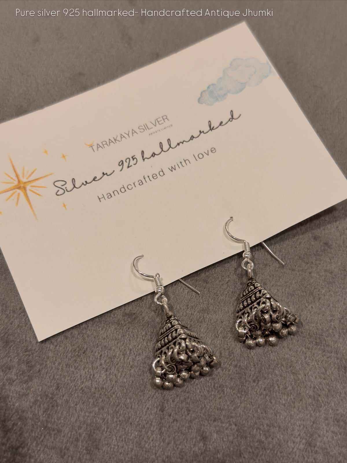 925 Sterling Silver Antique Teekona Jhumki