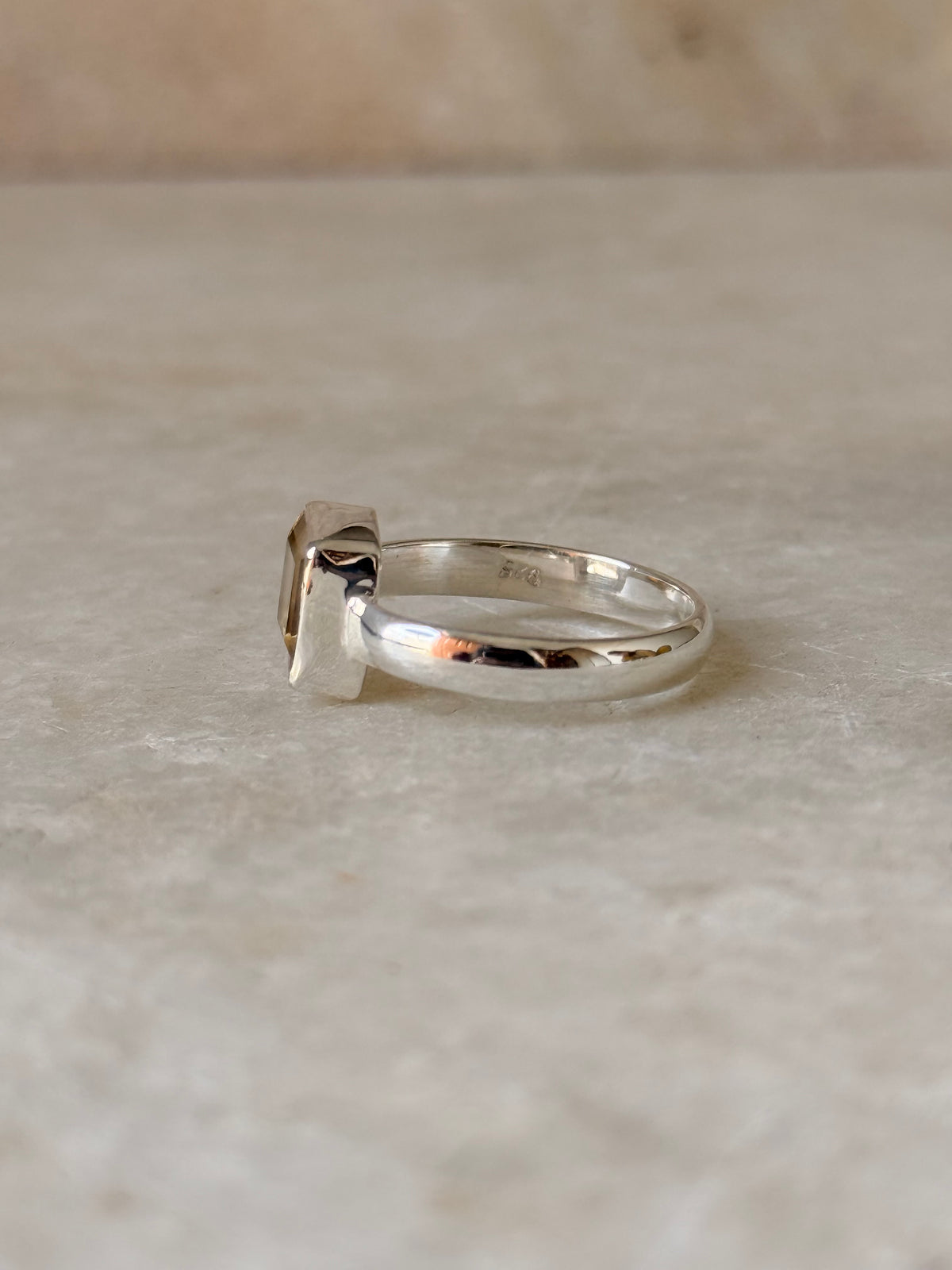 925 Sterling Silver Citrine Square Cut Ring