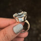 925 Sterling Silver Clear Quartz Solitaire Round Chunky Statement Ring