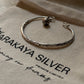 925 Sterling Silver Antique Hill Tribe Handcrafted Adjustable Kada With Hanging Charm