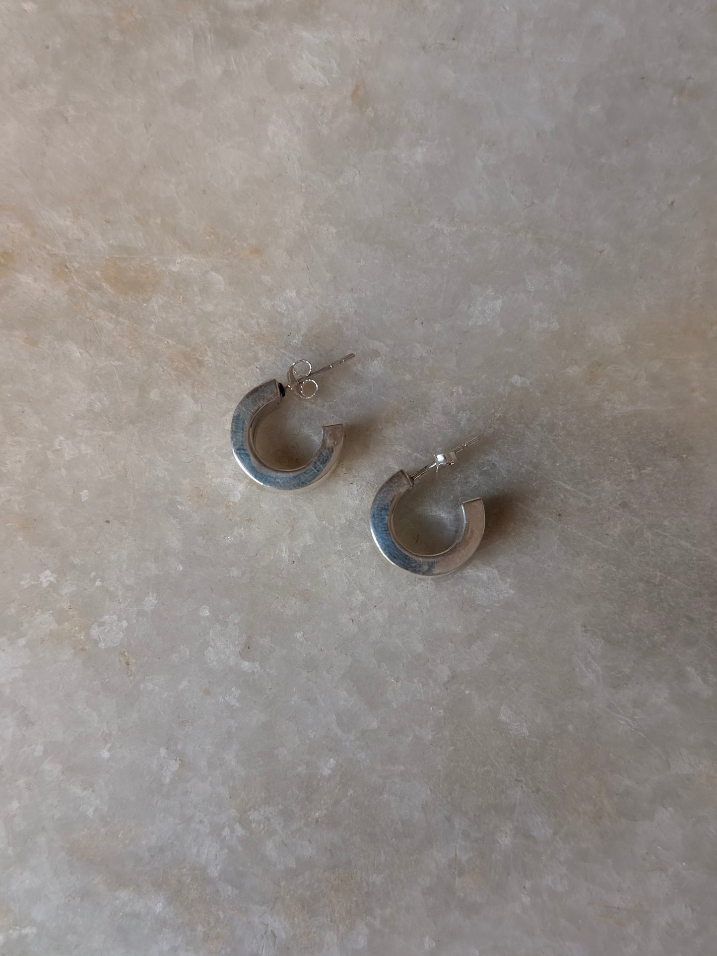 925 Sterling Silver Chunky Italian C Half Hoops Earrings