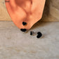 925 Sterling Silver Black Heart Enamel Studs