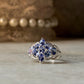 925 Sterling Silver Natural Tanzanite Faceted Flower Vintage Style Band Statement Ring