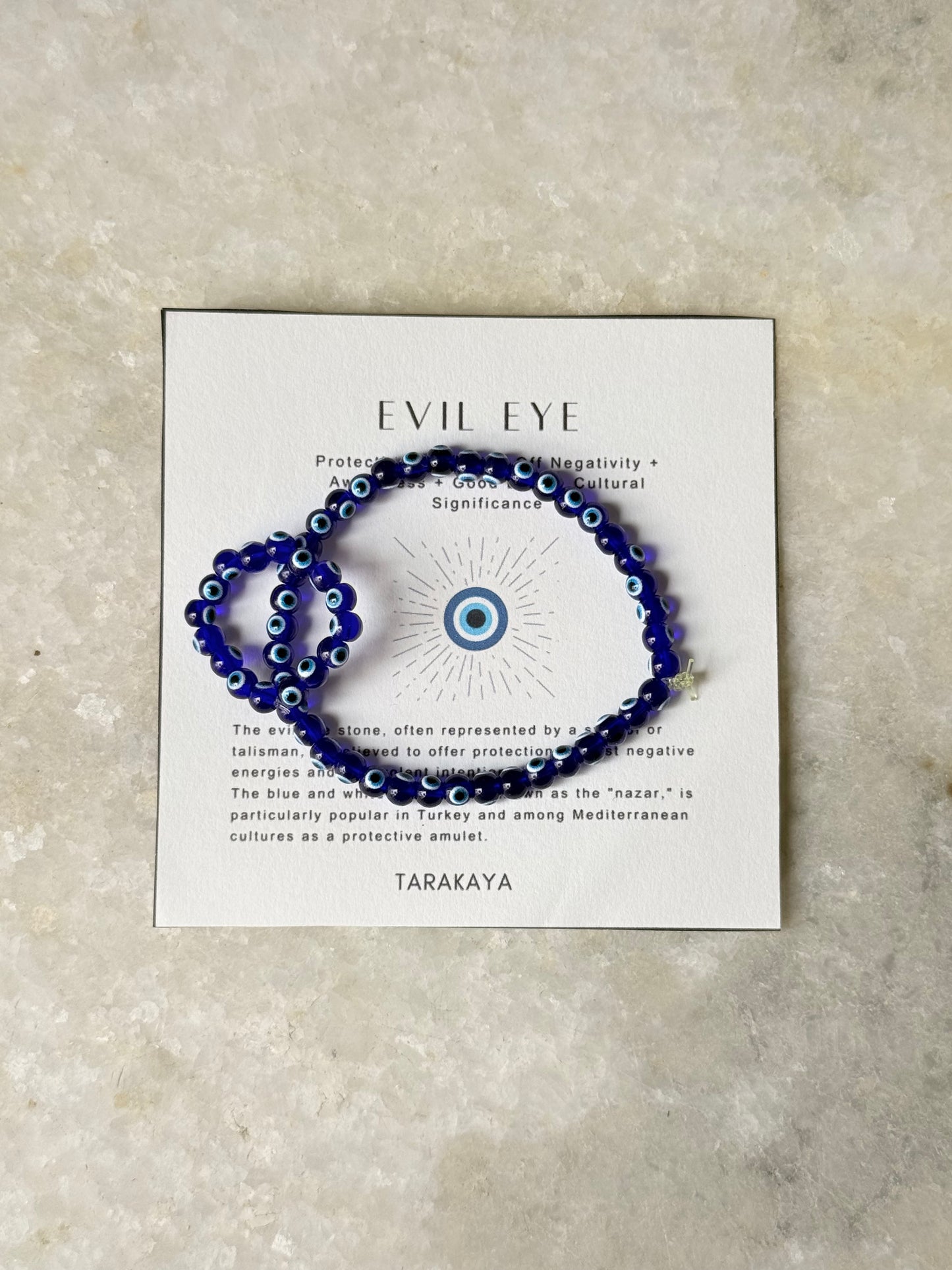 Natural Crystal Evil Eye 4mm Stretchy Rings & Bracelet