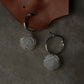 925 Sterling Silver Mother of Pearl Rose Carved Charm Italian Hoops