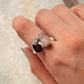 925 Sterling Silver Garnet, Moonstone and Rose Quartz Cluster One of a Kind Ring