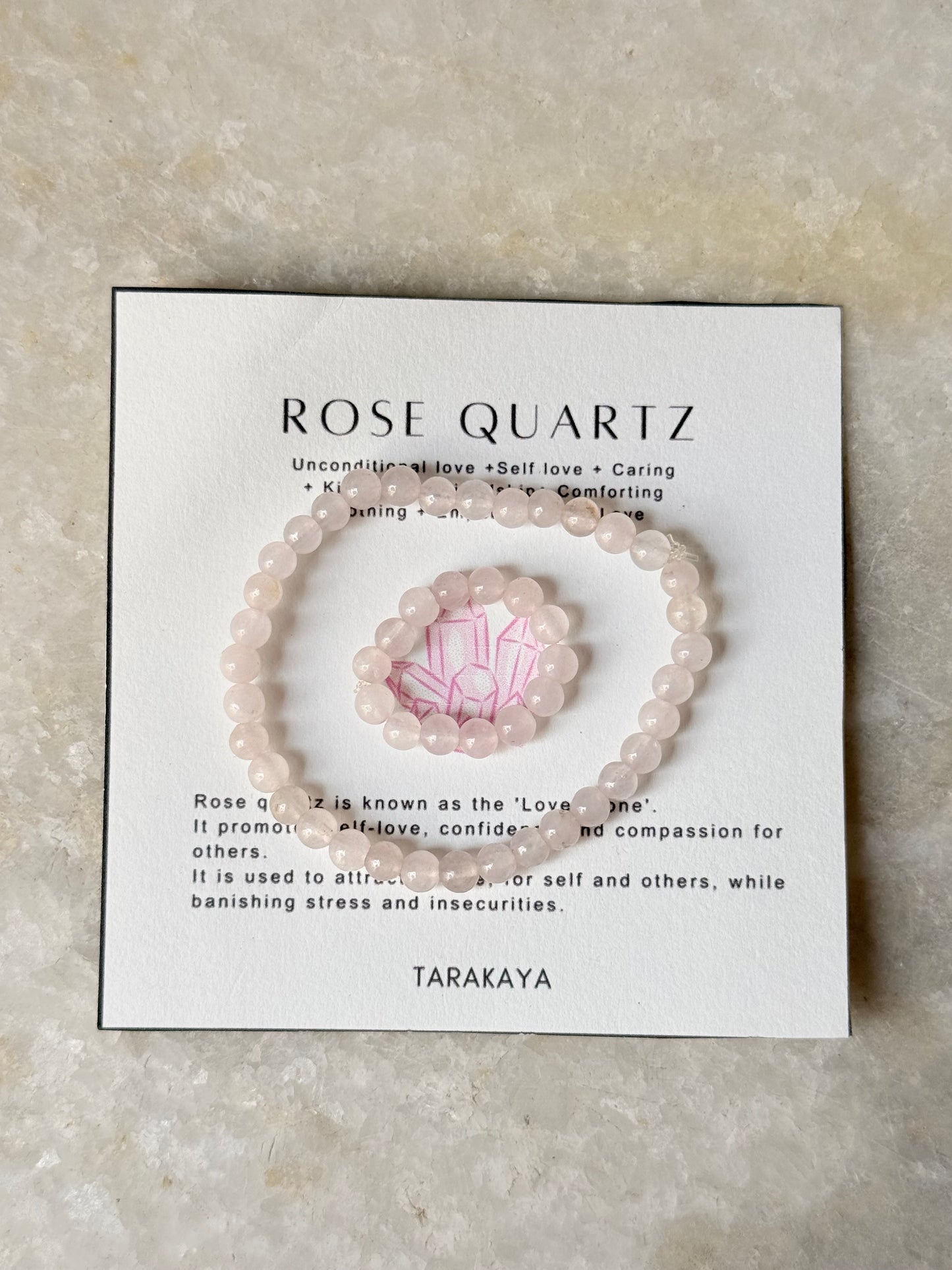 Rose Quartz 4mm Natural Crystal Stretchy Rings & Bracelet