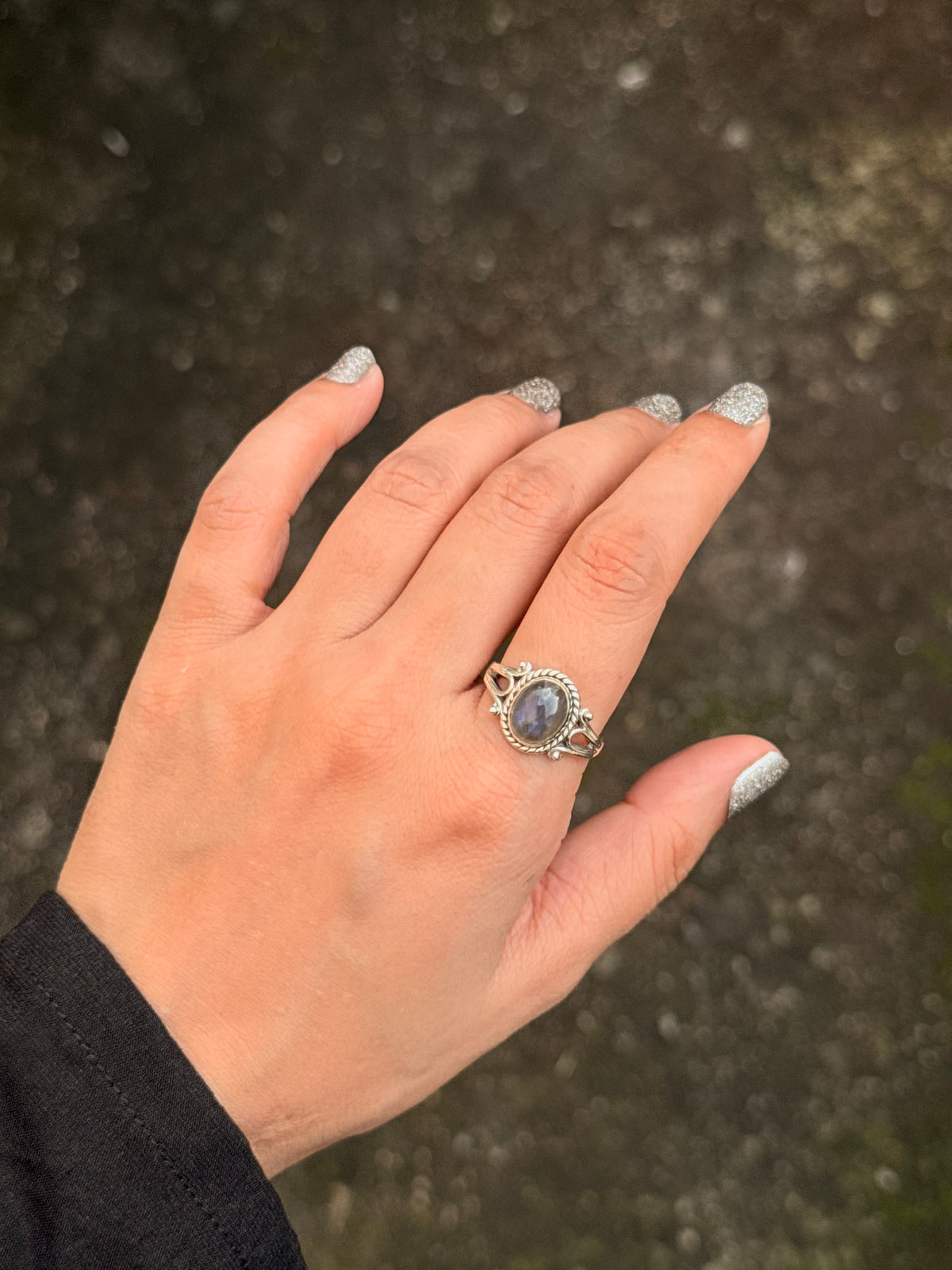 925 Sterling Silver Labradorite Oval Stone Ring
