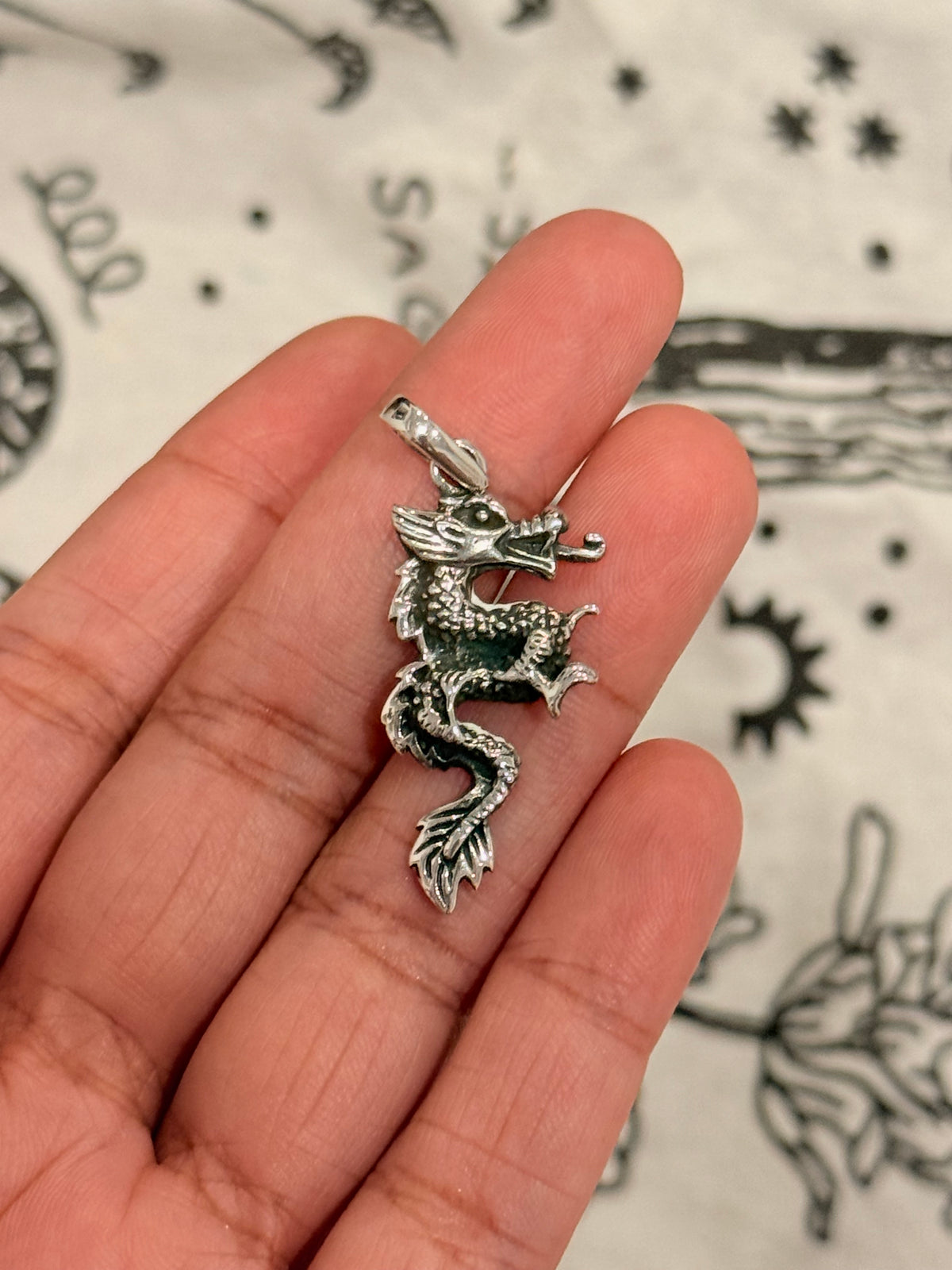 925 Sterling Silver Dragon Pendant