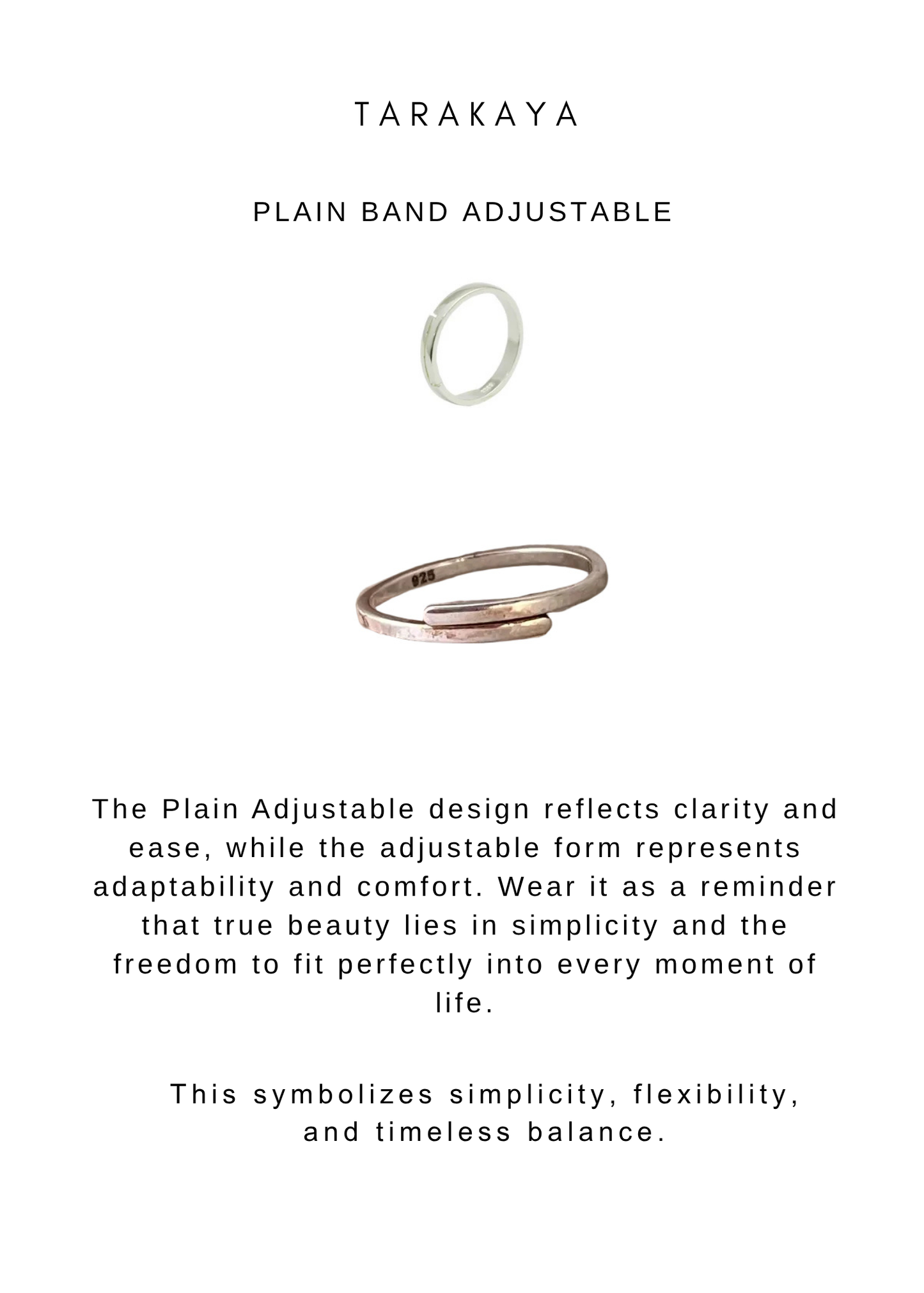 925 Sterling Silver Plain Adjustable Stackable Band Ring