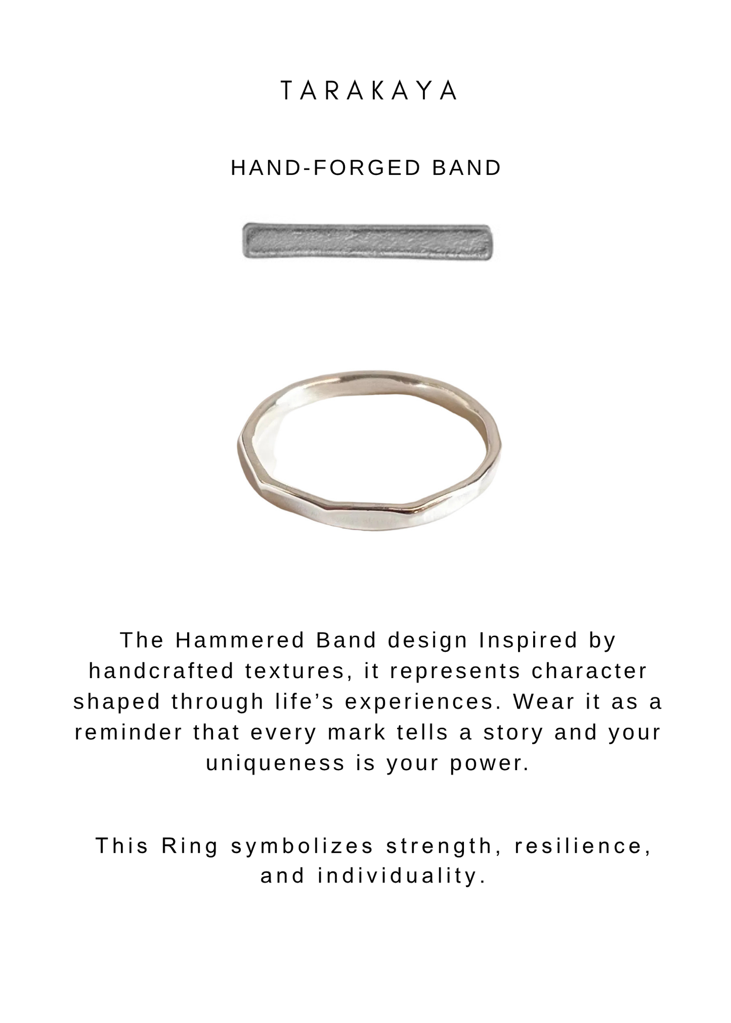 925 Sterling Silver Hammered Band Stackable Ring