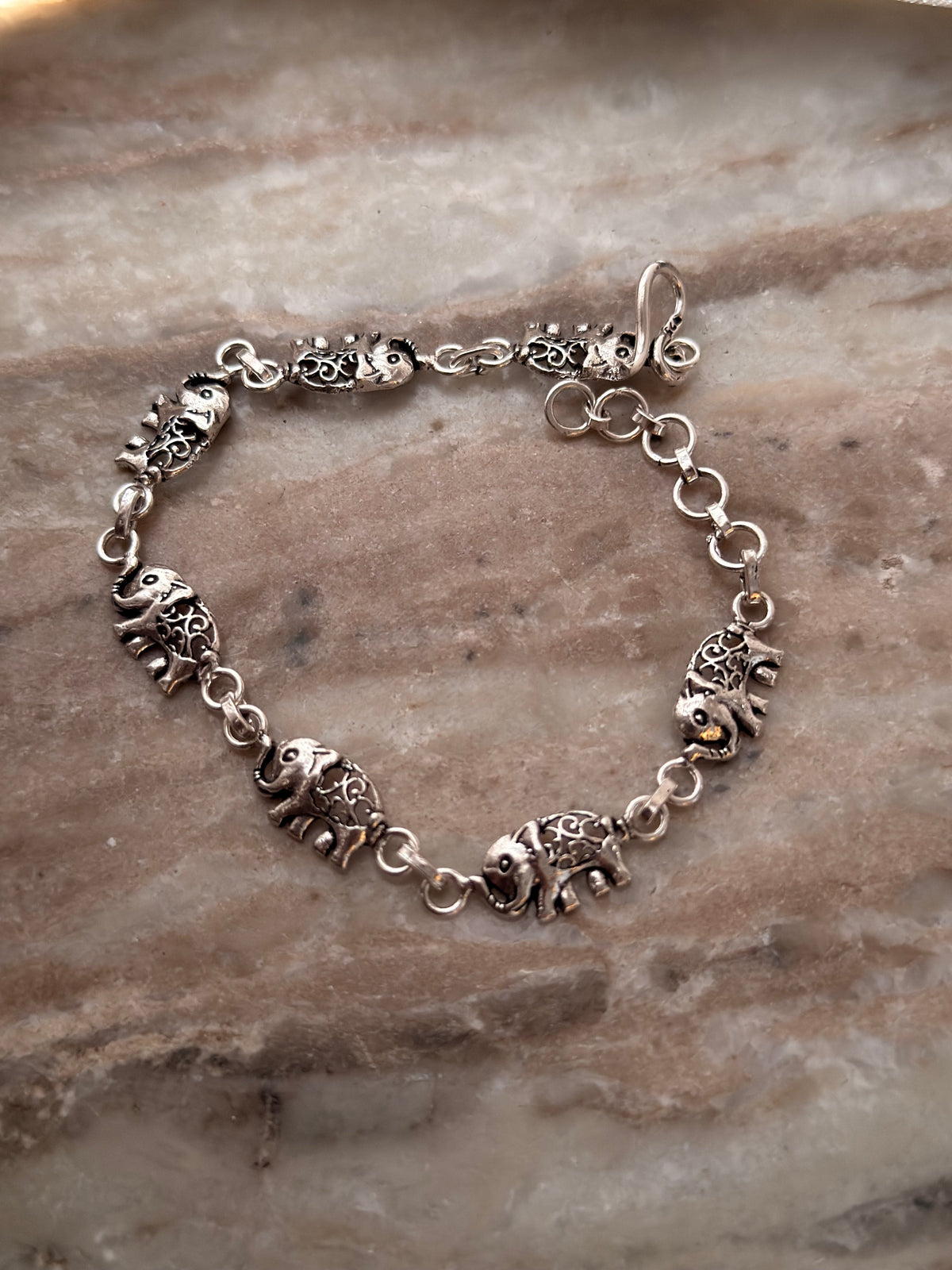 925 Sterling Silver Elephant Bracelet