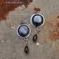 925 Sterling Silver Round Kyanite & Iolite Drop Gothic Rustic Hook