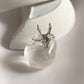 Bold deer skull silver ring with intricate detailing