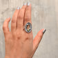 925 Sterling Silver Geode Detailed Peridot, White Topaz Rustic Statement Ring