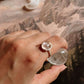 Elegant rose quartz oval ring in sterling silver