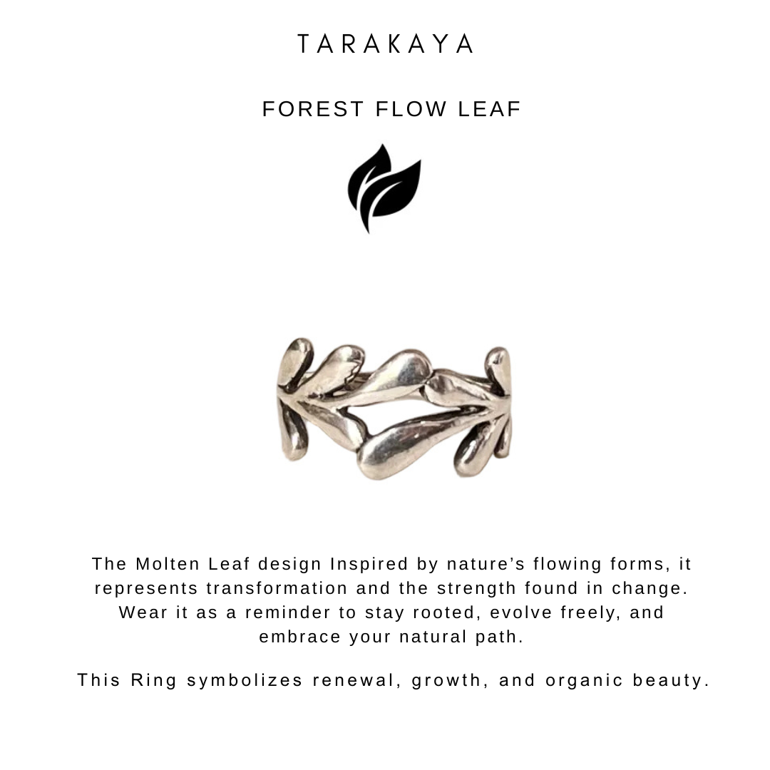 925 Sterling Silver Molten Leaf Chunky Ring