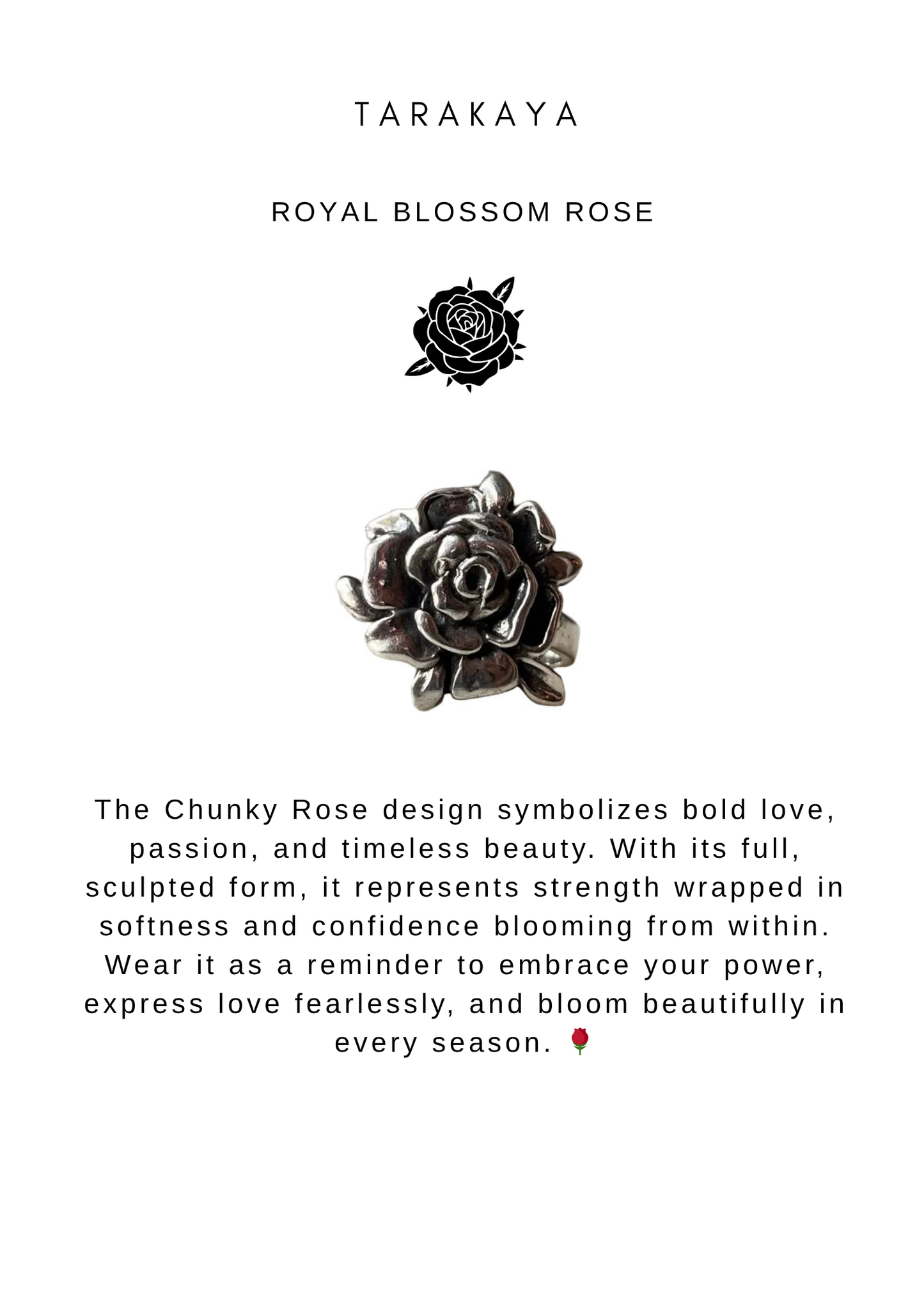 925 Sterling Silver Chunky Boho Rose Ring