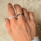 Natural Crystal Stretchy Fresh Water Pearl & Black Spinel Pearl Rings