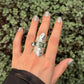 925 Sterling Silver Green Tourmaline Raw Uncut Molten Textured Statement Handcrafted Ring