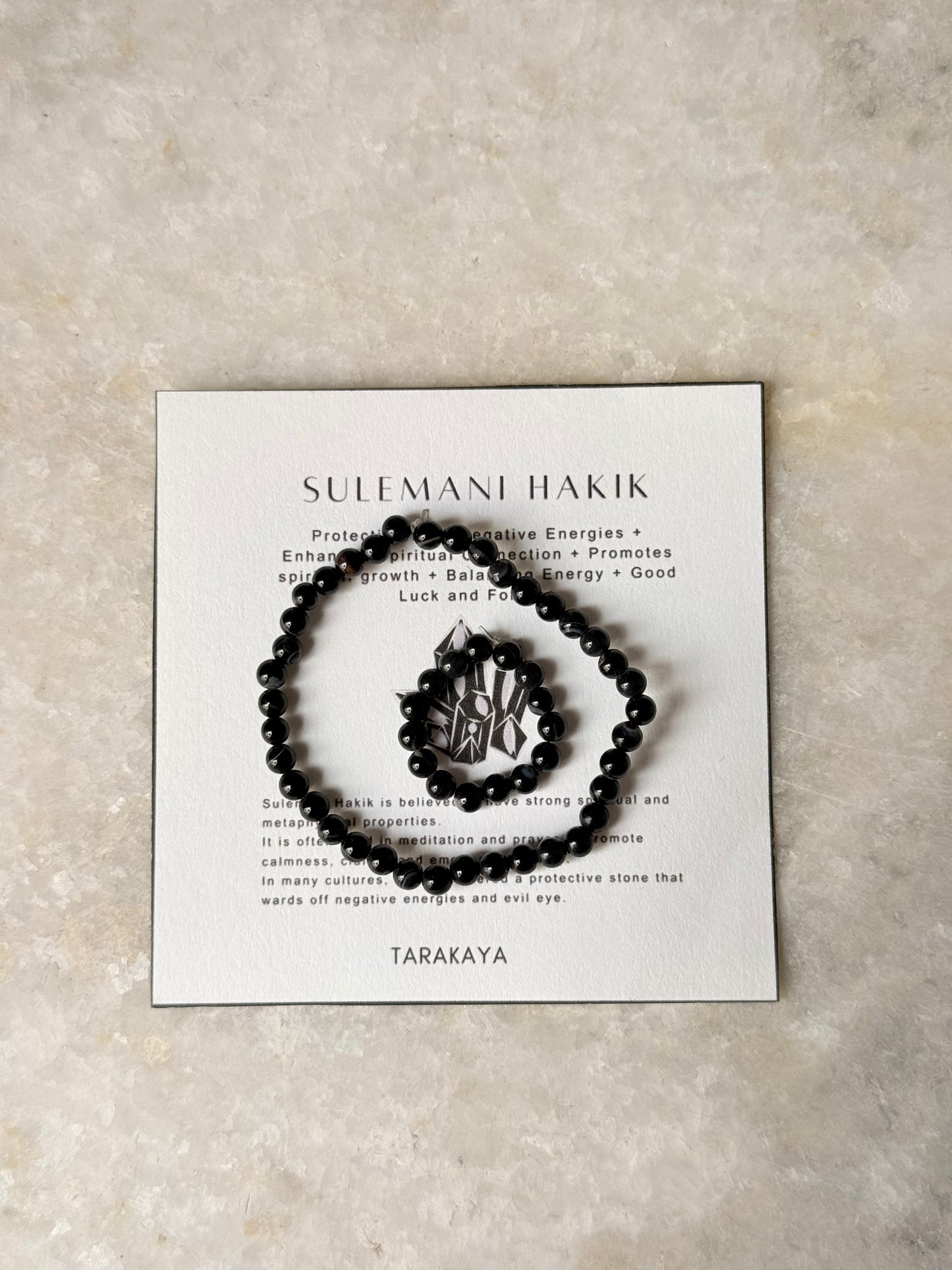 Natural Crystal Sulemani Hakik - Evil Eye 4MM Stretchy Rings & Bracelet