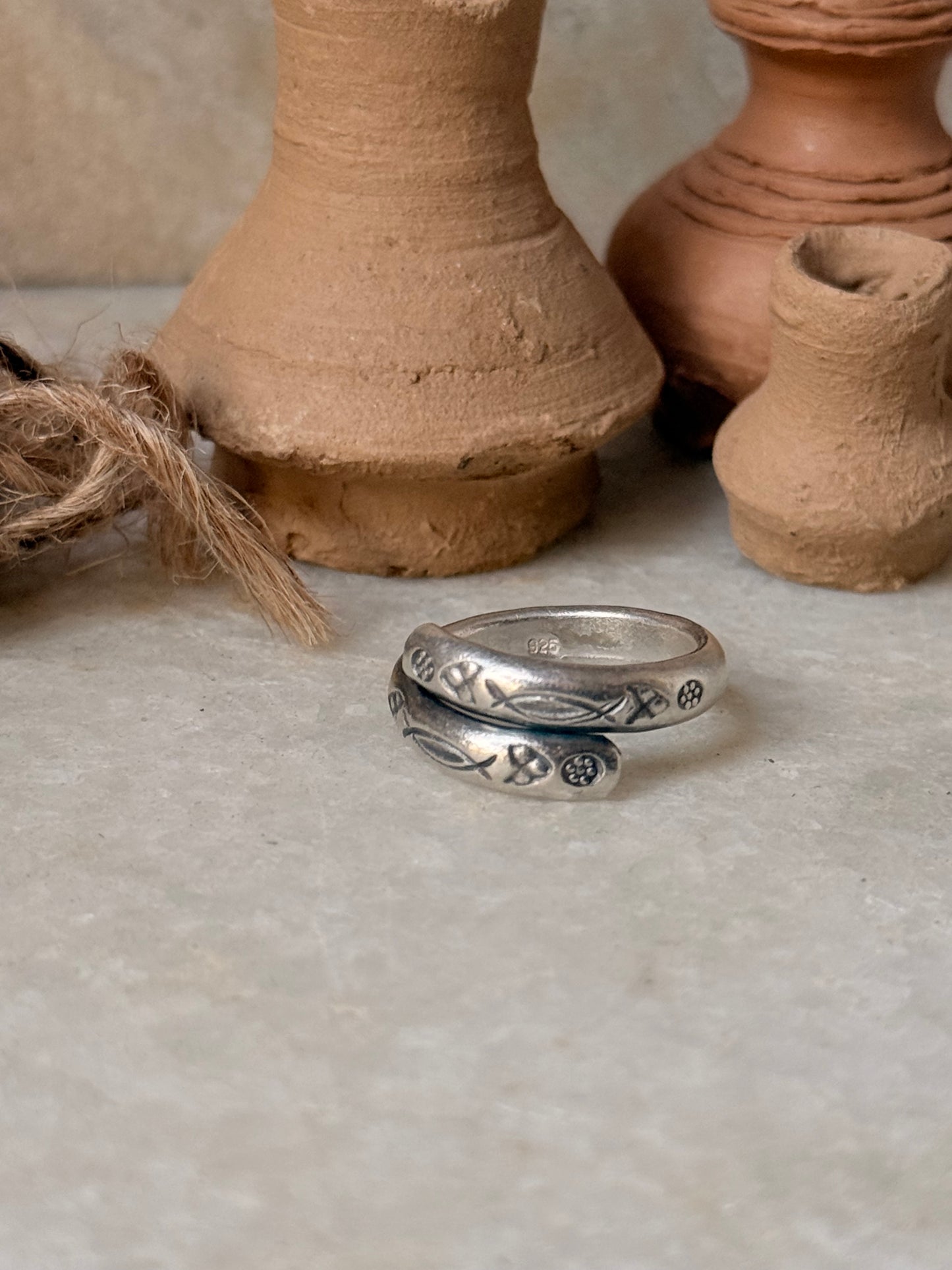 925 Sterling Silver Bohemian Hill Tribe Handcrafted Adjustable Ring