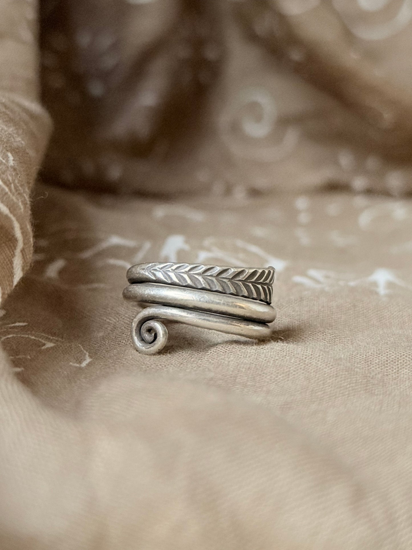 925 Sterling Silver Bohemian Hill Tribe Spiral Handcrafted Adjustable Ring
