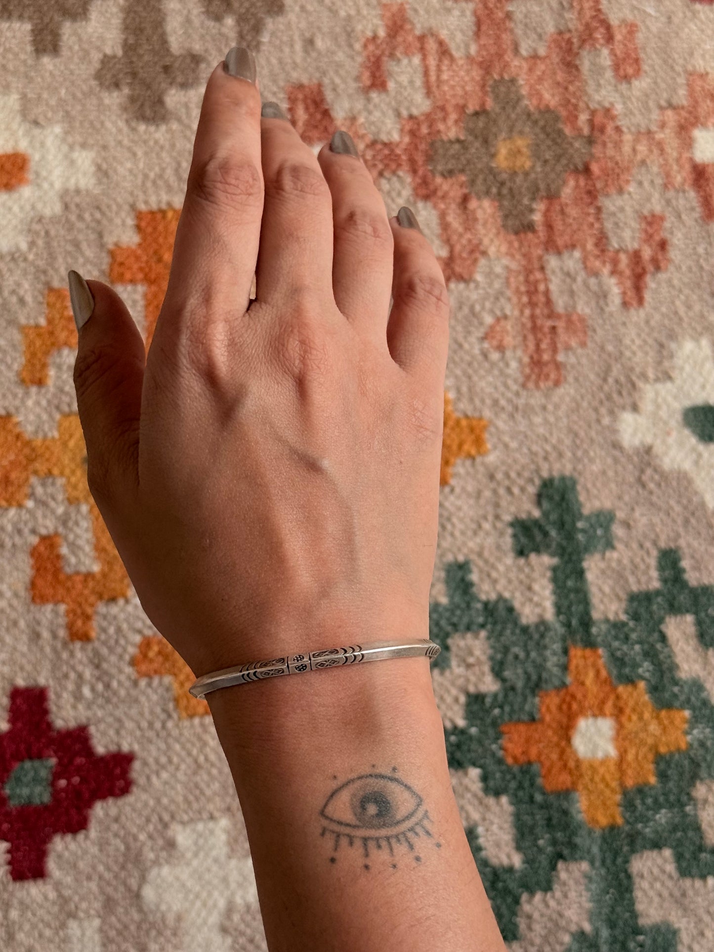 925 Sterling Silver Antique Hill Tribe Karen Drift Soul Handcrafted Adjustable Kada