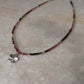 Multi Tourmaline Box Faceted With Plumeria Charm & Silver Balls 925 Sterling Silver Necklace
