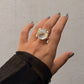 925 Sterling Silver Clear Quartz Solitaire Round Chunky Statement Ring
