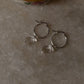 925 Sterling Silver Clear Quartz Moon Carved Charm Italian Hoops